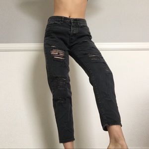 Brandy Melville Distressed Black Boyfriend Jeans